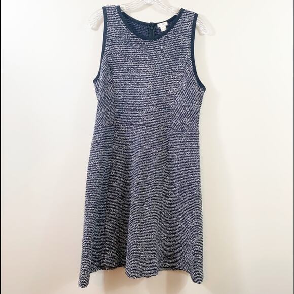 J Crew Tweed Boucle Black/White Sleeveless Fit & Flare Dress - Picture 3 of 8